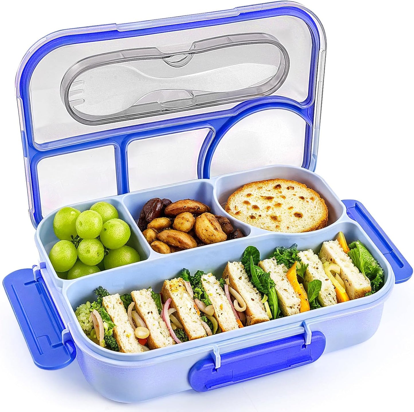 Bento Box Adult Lunch Box with 4-Compartment Leakproof Lunch Containers Microwave and Dishwasher Safe Bento Box with Spoon