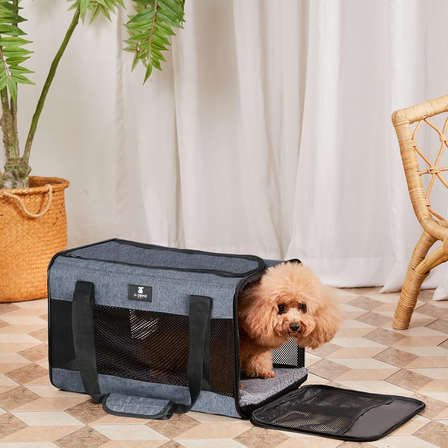 X-ZONE PET Cat Carrier Dog Carrier Pet Carrier for Small Medium Cats Dogs Puppies of 15 Lbs,Airline Approved Soft Sided Pet Travel Carrier,Dog Carriers for Small Dogs - Black Grey Purple Blue Brown
