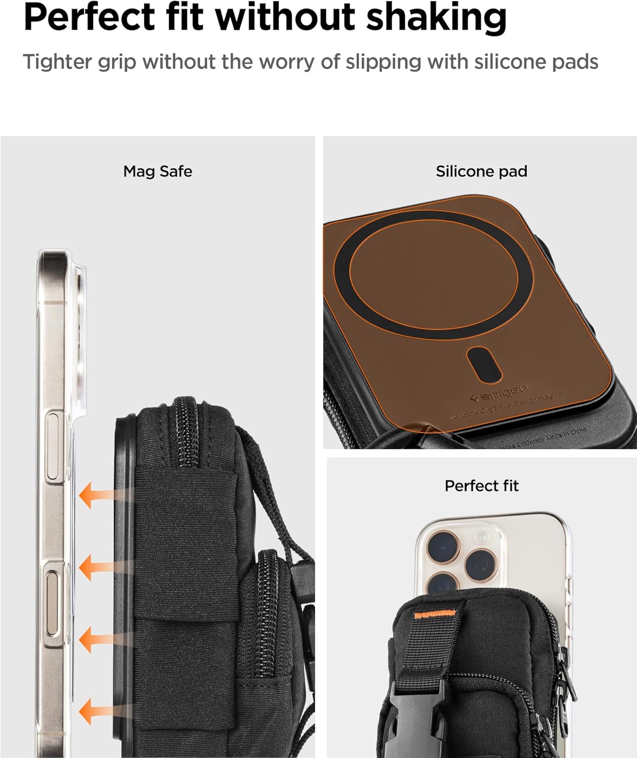Spigen Snap Zip (MagFit) Magnetic Pouch Organizer EDC Everyday Carry SSD Card Storage Holder Wallet Belt, Backpack Clip Designed for MagSafe Compatible with iPhone 16/15/14/13/12 Models - Black