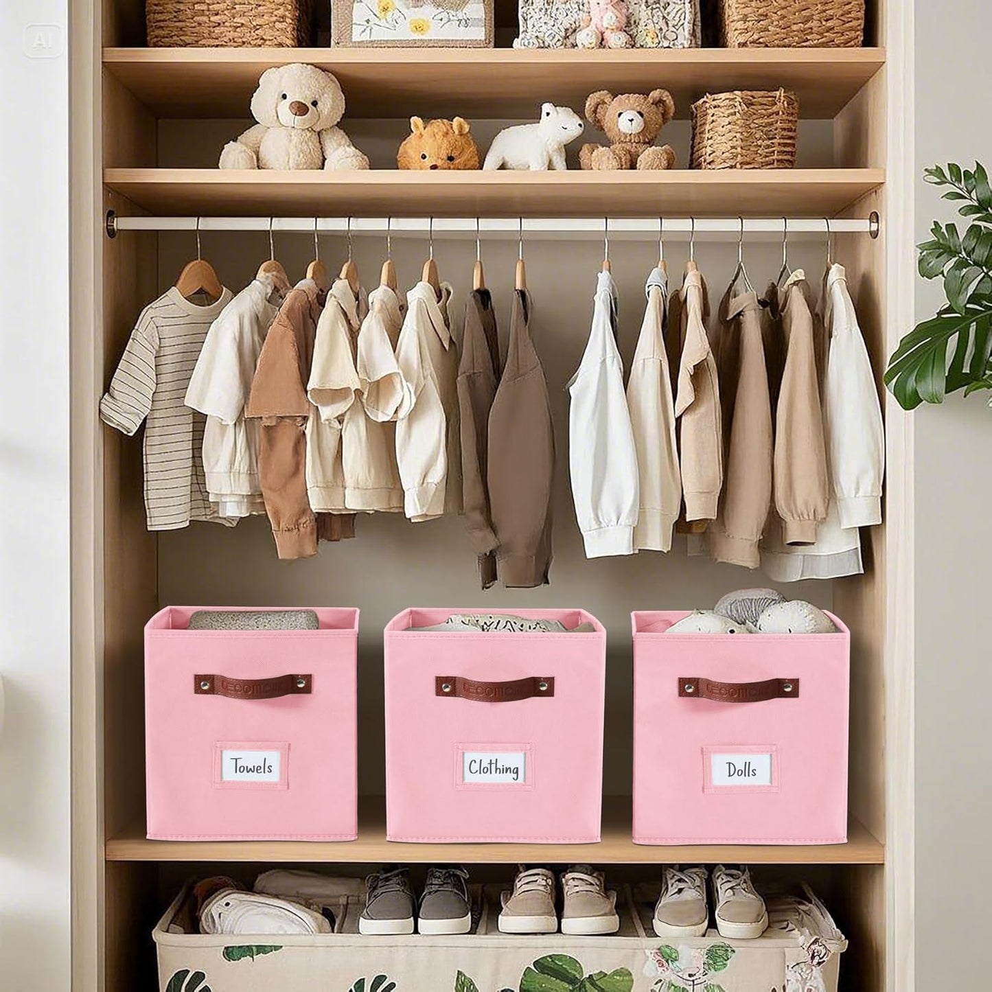 DECOMOMO Cube Storage Bin, Storage Cubes with Labels, Baskets for Shelves Kallax Linen Closet Organizers (Cube 10.5x11"/ 6pcs, Black)