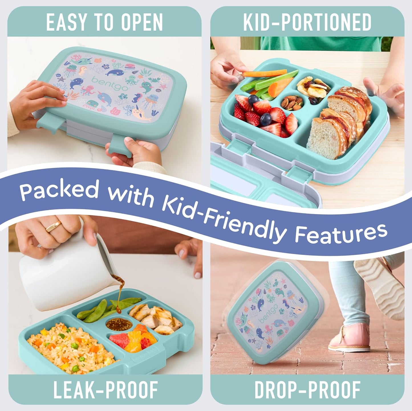 Bentgo Kids Prints Leak-Proof, 5-Compartment Bento-Style Kids Lunch Box - Ideal Portion Sizes for Ages 3 to 7 - BPA-Free, Dishwasher Safe, Food-Safe Materials - 2021 Collection (Llamas)