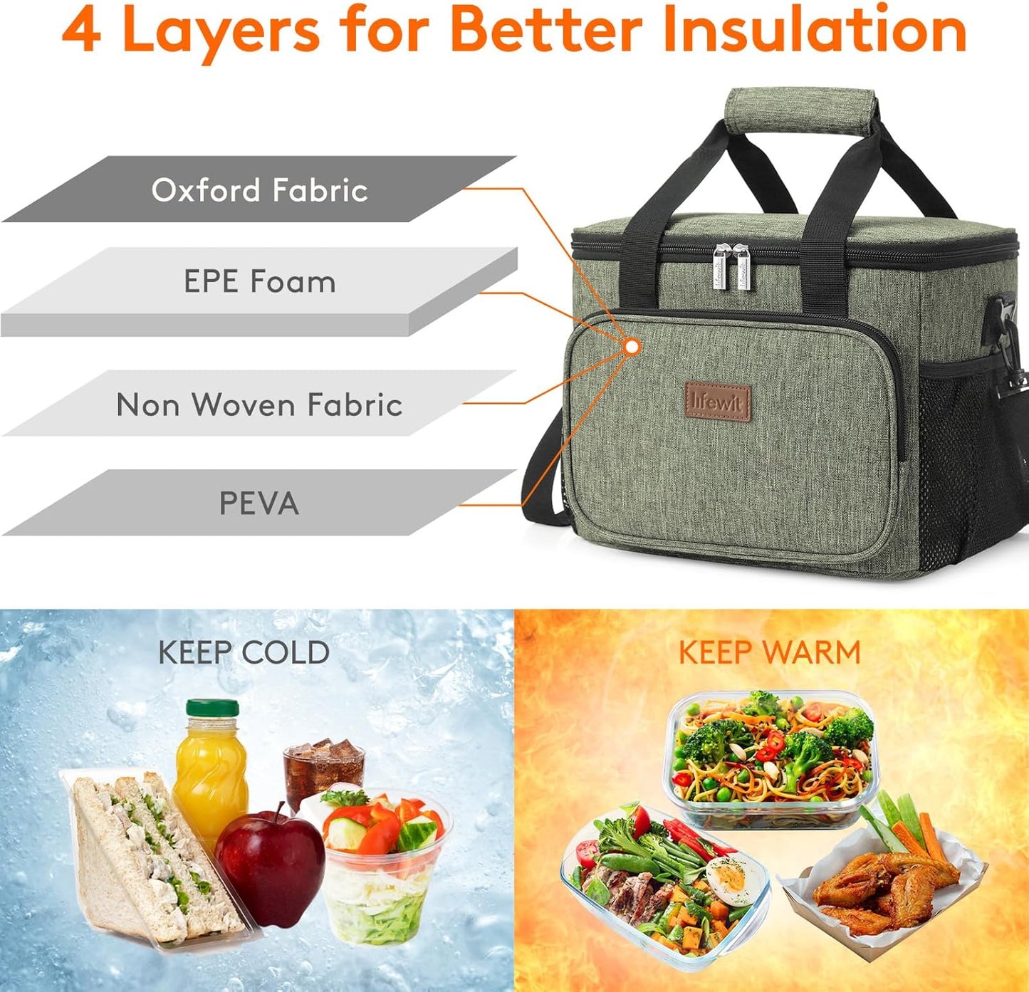 Lifewit Lunch Bag for Men, Insulated Lunch Box Leakproof Soft Cooler Cooling Tote for Adult Women, Waterproof Reusable Lunch Bags for Work Office Outdoor Picnic Camping, Black, 12-Can (9L)