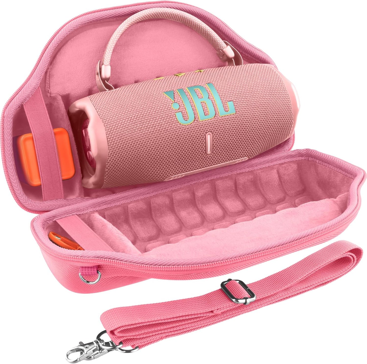 co2CREA Case for JBL Charge 6 Waterproof Portable Bluetooth Speaker, Hard Travel Case with Detachable Shoulder Strap (White Case)