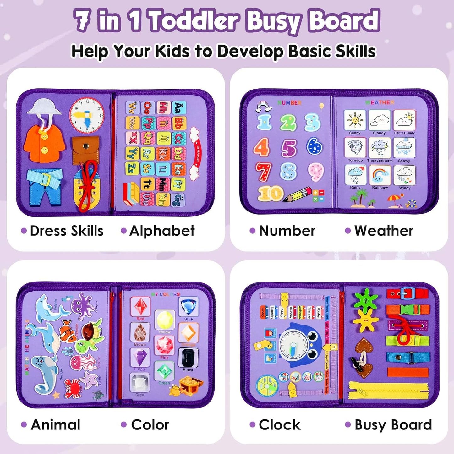 Winblo Toddler Busy Board - Montessori Toys for Toddler Girl Birthday Gift, Educational Learning Sensory Busy Book for Girls, Airplane Car Travel Activities Toy for Toddlers