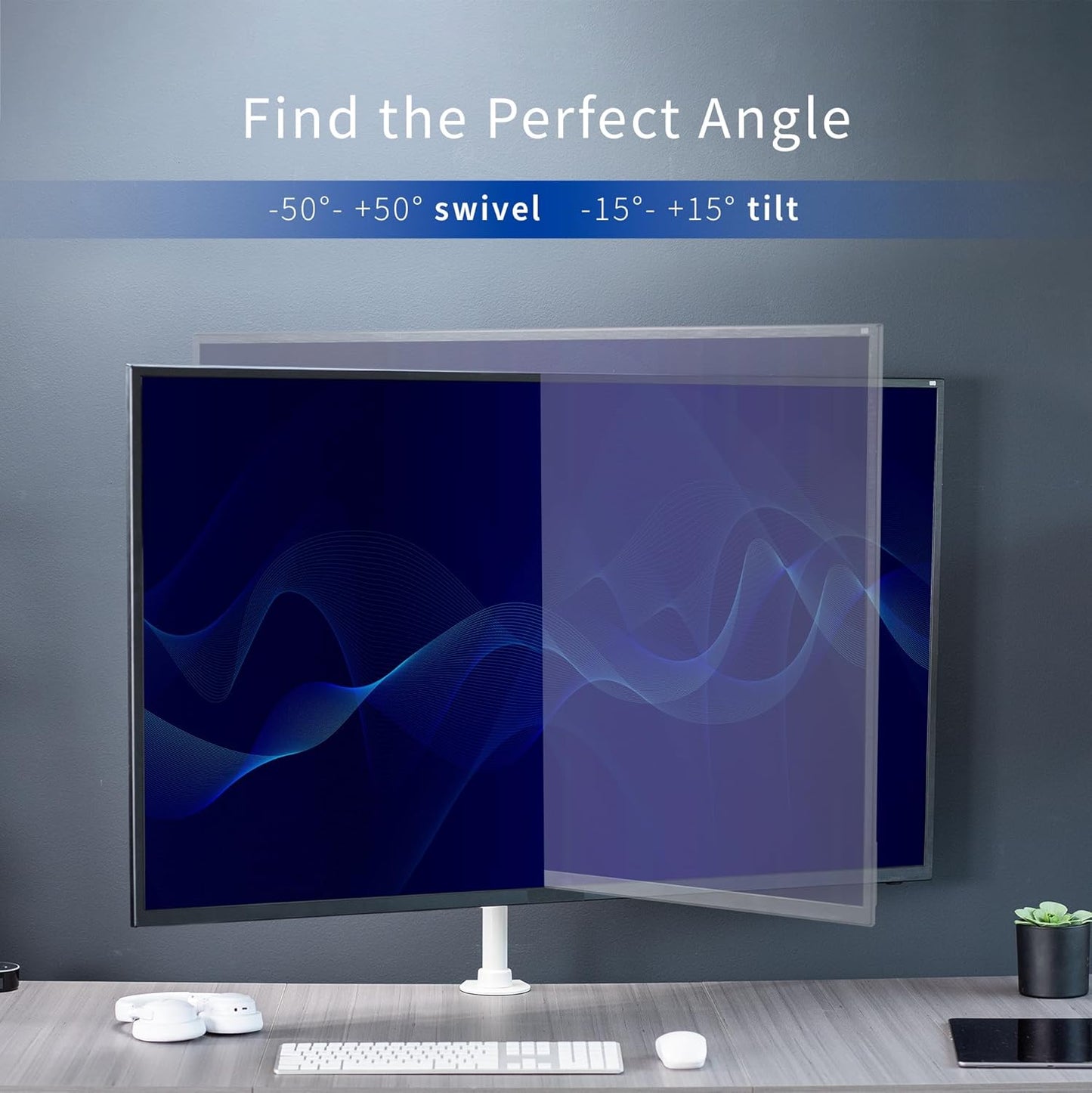 VIVO Ultra Wide TV Desk Mount for up to 55 inch Screens Weighing 29.9kg, Full Motion Height Adjustable Single Television Stand, Black, STAND-V155C
