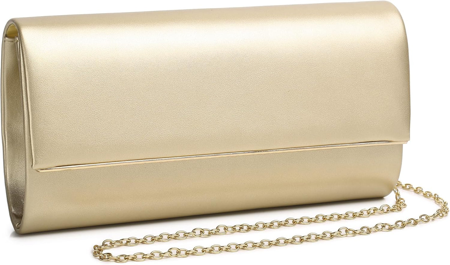 MUDUO Patent Leather Envelope Clutch Purse Shiny Candy Foldover Clutch Evening Bag for Women (7018-Silver)