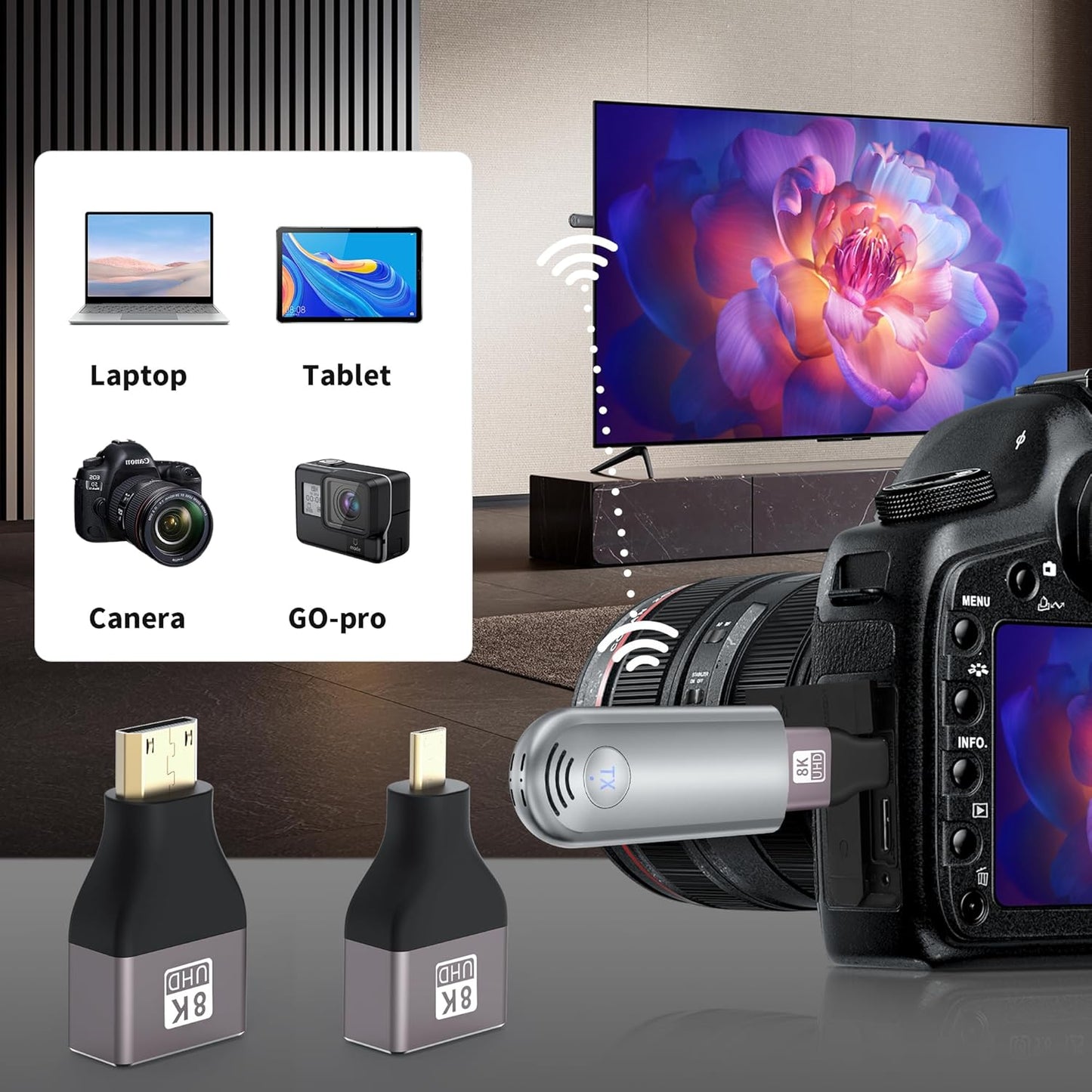 Wireless HDMI Transmitter and Receiver, Plug & Play Portable 2.4G/5G Wireless HDMI Extender Kit for Streaming Video and Audio to Monitor from Laptop/PC/TV