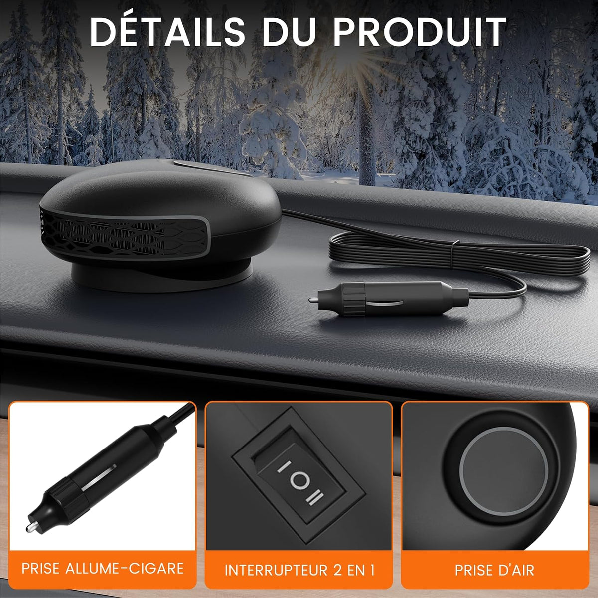 Blytra Car Heater for Winter Portable - 12V Heater with 150W Fast Heating, Defrosting Fan and 360° Rotation for Cars, Trucks, and SUVs,1