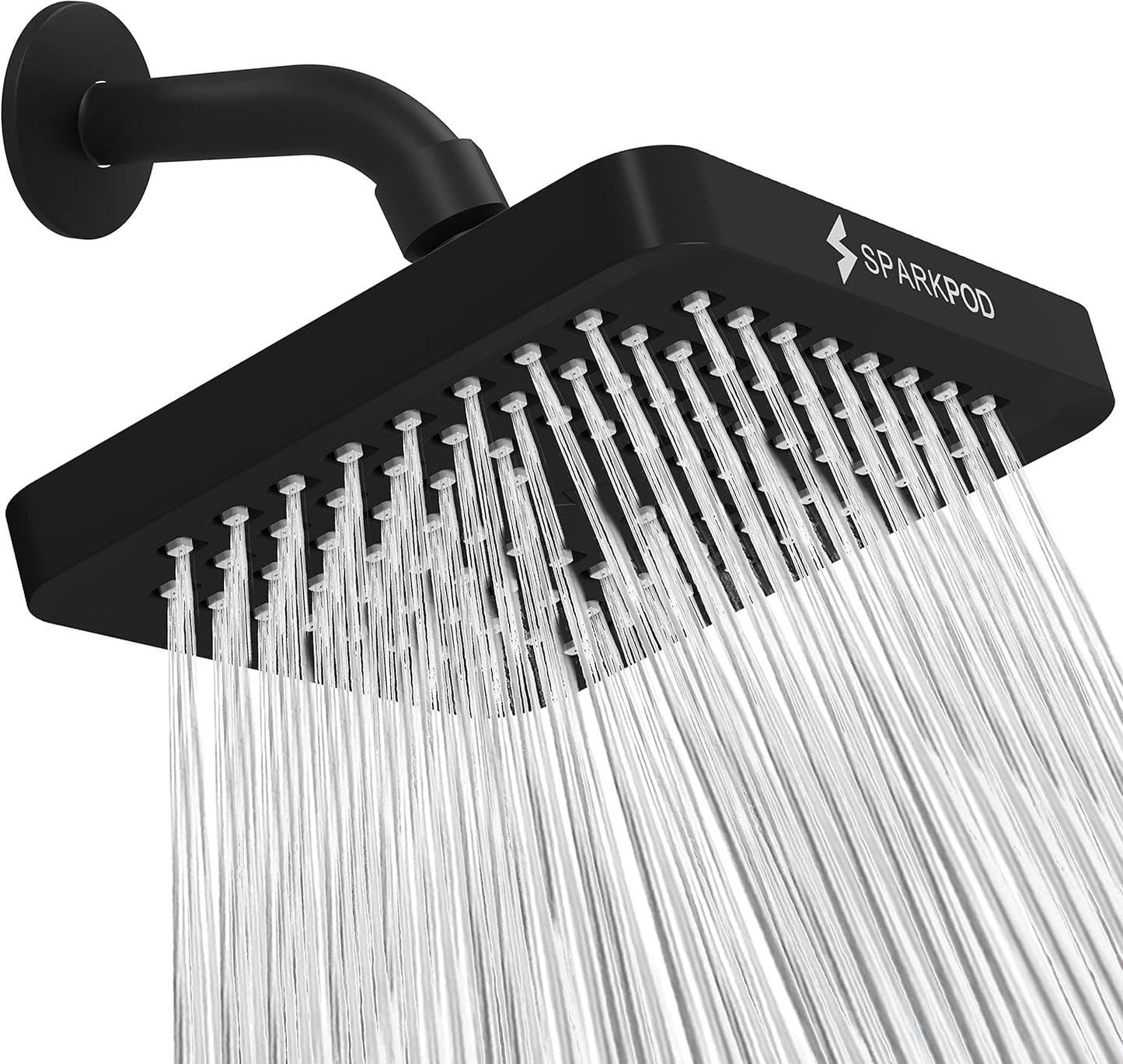 SparkPod Shower Head - High Pressure Rain - Premium Quality Luxury Design - 1-Min Install - Easy Clean Adjustable Replacement for Your Bathroom Shower Heads (Luxury Polished Chrome, 6 Inch Round)