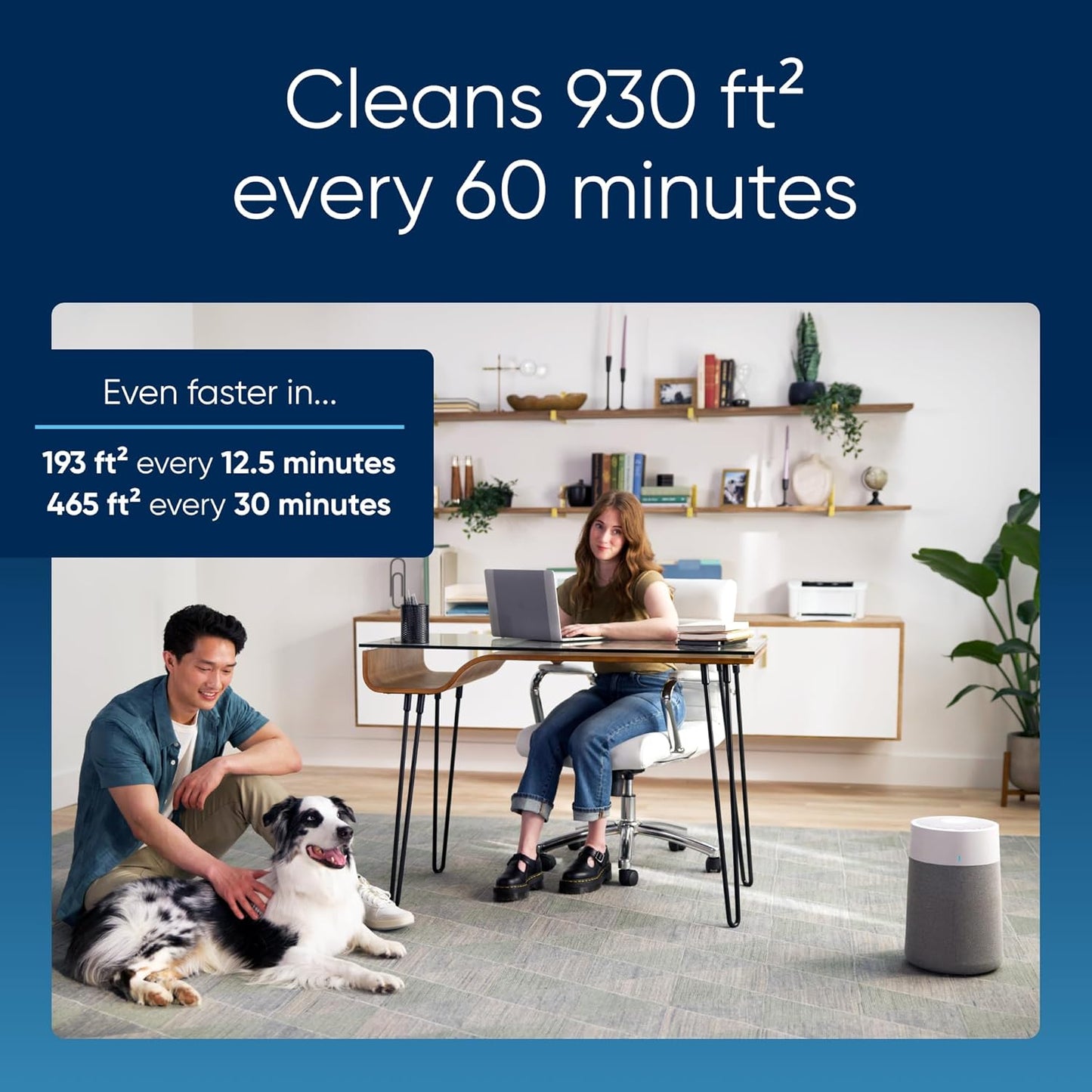 BLUEAIR Air Purifiers for Small Rooms, Bedroom, Home, Cleans 926 sqft in one hour, HEPASilent Air Cleaner for Pets, Allergens, Dust, Mold, Smoke - Blue Pure 511i Max
