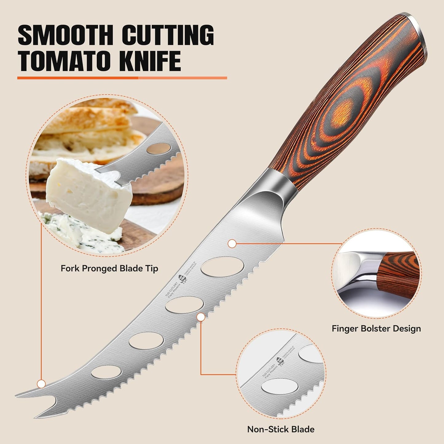 TUO Boning Knife - Razor Sharp Fillet Knife - High Carbon German Stainless Steel Kitchen Cutlery - Pakkawood Handle - Luxurious Gift Box Included - 7 inch - Fiery Phoenix Series