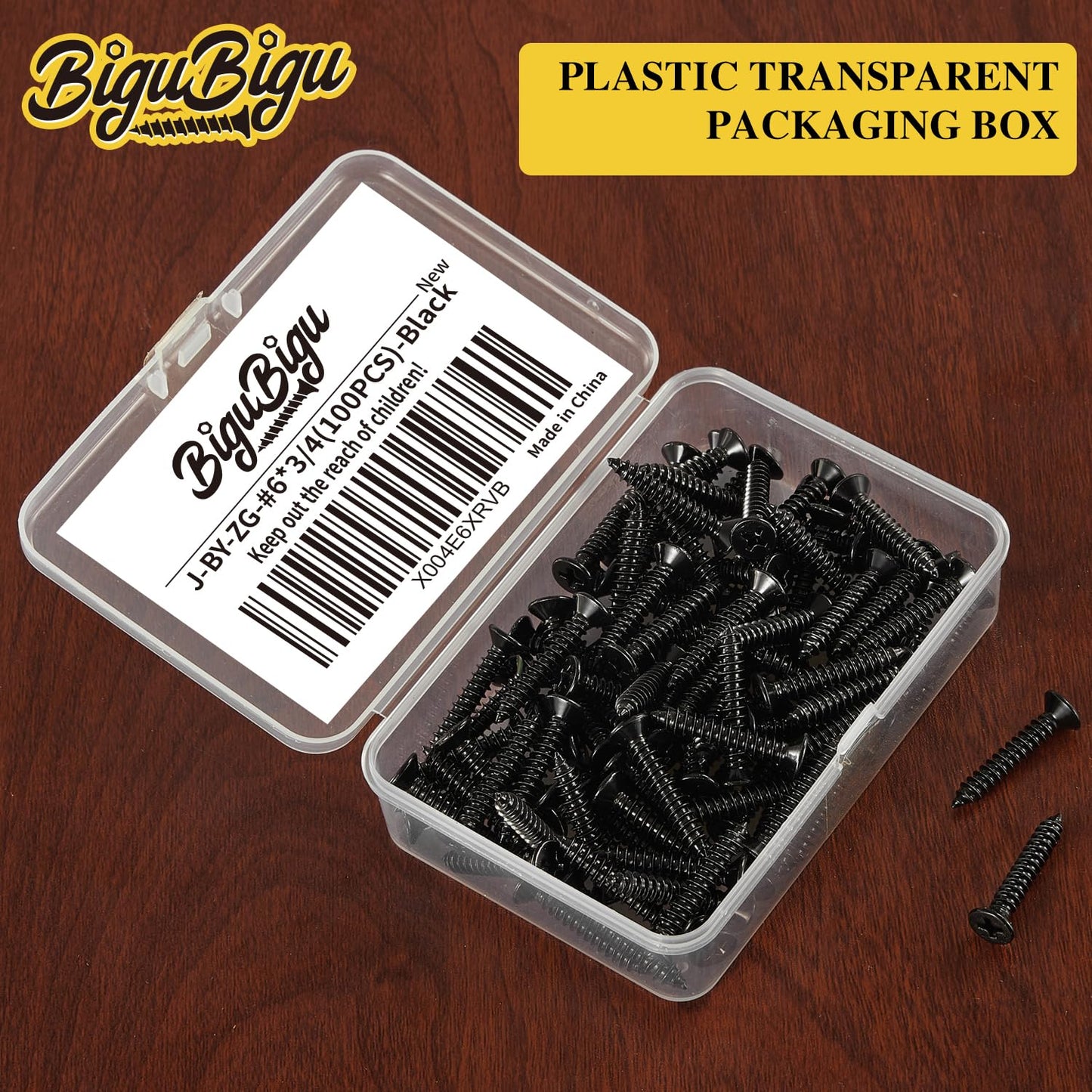 #4 * 2" Wood Screws, Flat Head Phillips Black Stainless Steel, 100Pcs Corrosion Resistant for Wood, Drywall Applications, and Outdoor Use