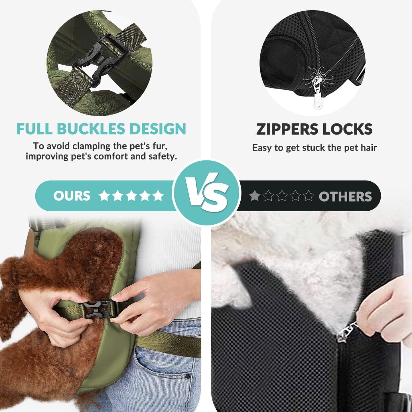 SlowTon Dog Carrier Backpack for Small Medium Dogs, Legs Out & Easy-Fit Dog Cat Puppy Front Carriers Bag for Pet Up to 35lbs, Adjustable Breathable Pet Backpack for Traveling Camping Hiking