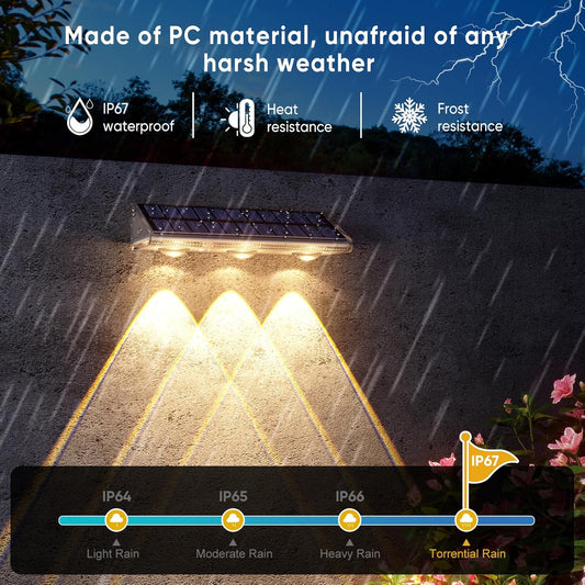 Yilaie Solar Lights Outdoor-IP67 Waterproof 3000K/4500K/6500K,High Brightness LED Solar Fence Lights,Solar Wall Light for Outside Backyard/Railing/Step/Patio/Stair Railings/Pool (4 Pack)