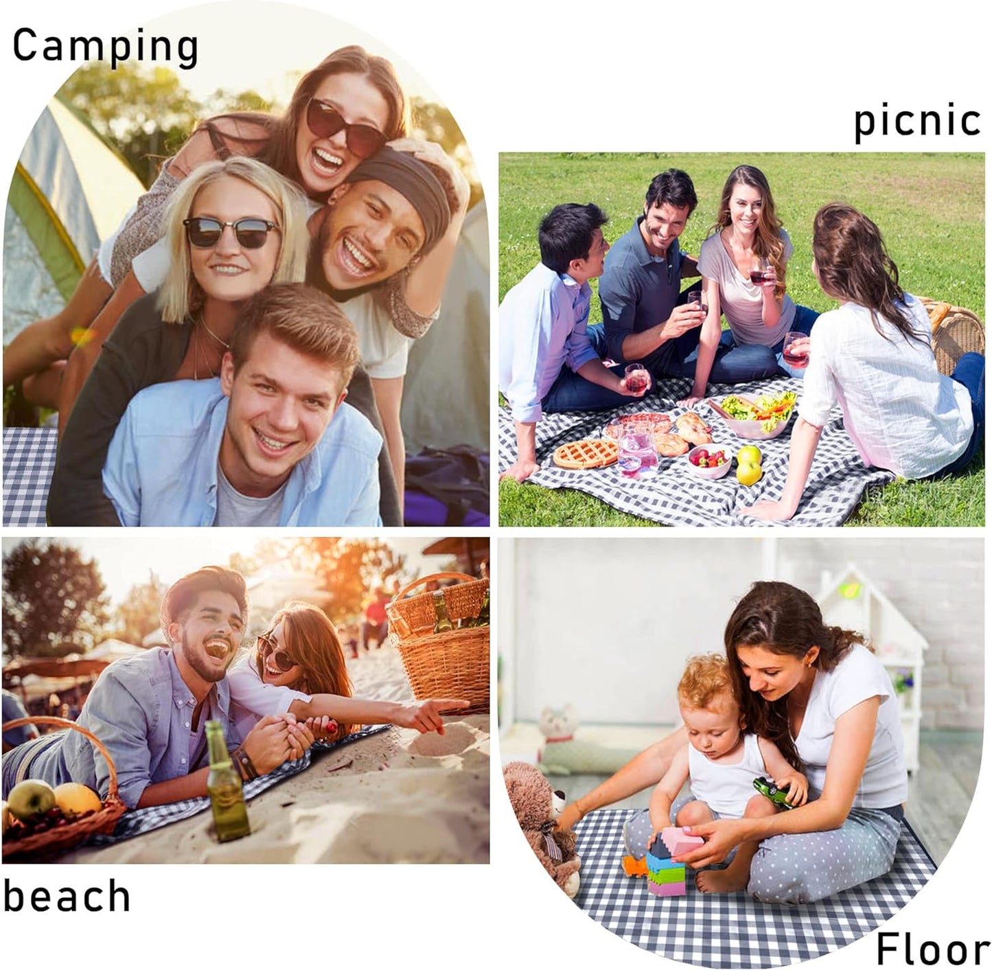SAMSIER Large Outdoor Picnic Blankets Waterproof Foldable, Beach Blanket Sandproof Portable, Cute Picnic Mat Washable (Navy Blue, 60"×80")