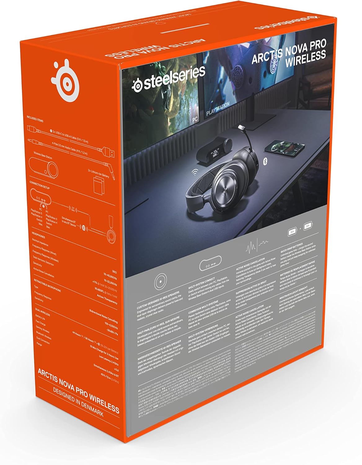 NEW SteelSeries Arctis Nova Pro Wireless Multi-System Gaming Headset - Premium Hi-Fi Drivers - Active Noise Cancellation - Infinity Power System - ClearCast Gen 2 Mic - PC, PS5/PS4, Switch, Mobile