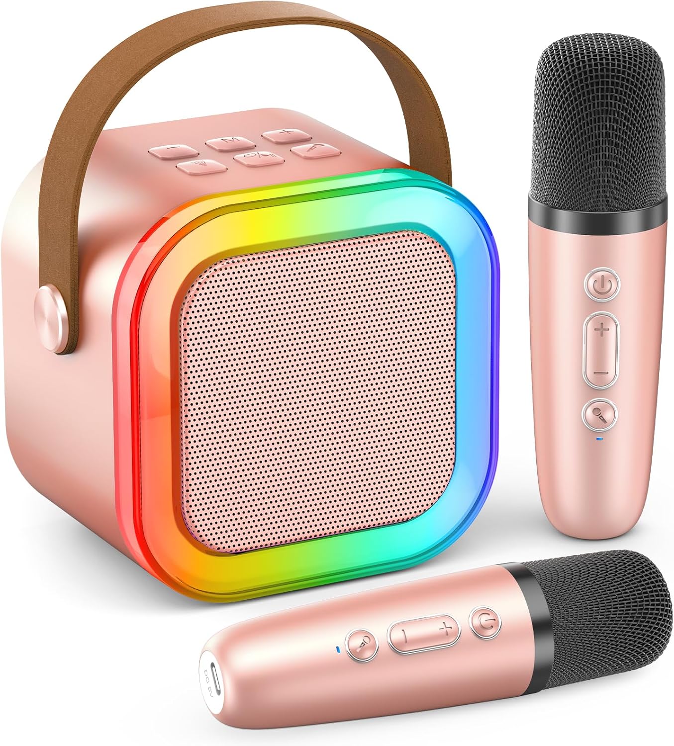 Karaoke Machine for Kids Adults, Portable Bluetooth Mini Karaoke Microphone Singing Speaker Karaoke Player with 2 Wireless Mic Toys for All Smartphones,Birthday, Family,Home Party (Purple)