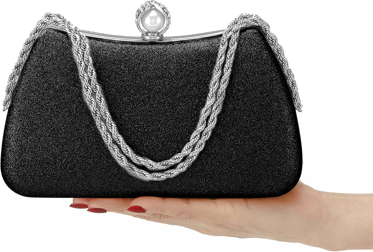 Buric Evening Clutch Bag for Women Glitter Shiny Dress Purse Wedding Bride Handbags Evening Clutches for Cocktail Party