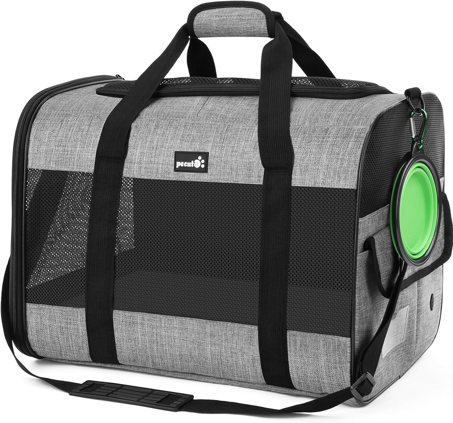 Pecute Cat Carrier Dog Carrier up to 15lbs,Pet Carrier for Cats and Puppies with Foldable Bowl, Soft-Sided Bag with Breathable Mesh, Suitable for Long and Short Trips Travel Camping Outdoor
