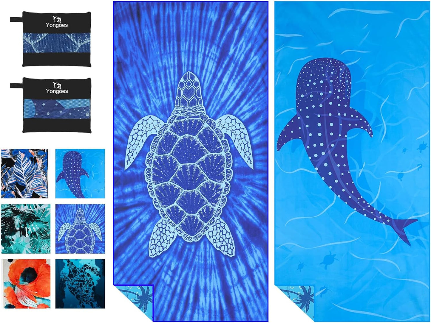 4 Pack Microfiber Lightweight Thin Beach Towel Sand Free Quick Dry Super Absorbent Compact Oversized Large Towels for Swimming Pool Yoga Gym Travel Vacation Beach Accessories Essentials for Adults