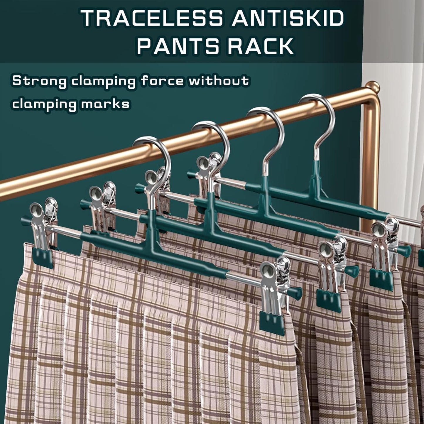 14Inch Black Pants Hangers with Clips 10 Pack Adjustable Skirt Hangers for Women Non-Slip Trousers Hanger for Jeans Clothes Hangers for Pants Heavy Duty Space Saving Shorts Hangers