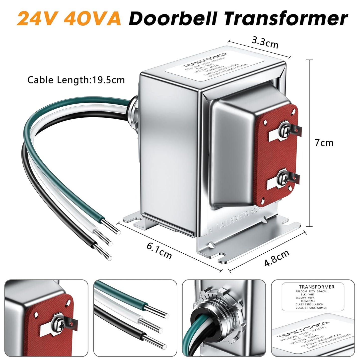 GGOY 24V 40VA Thermostat and Doorbell Transformer Adapter Compatible with Nest Hello Doorbell, Ecobee, Saswell, Nest, Sensi and Honeywell Thermostat, All Versions of Ring Door Bell Power Supply