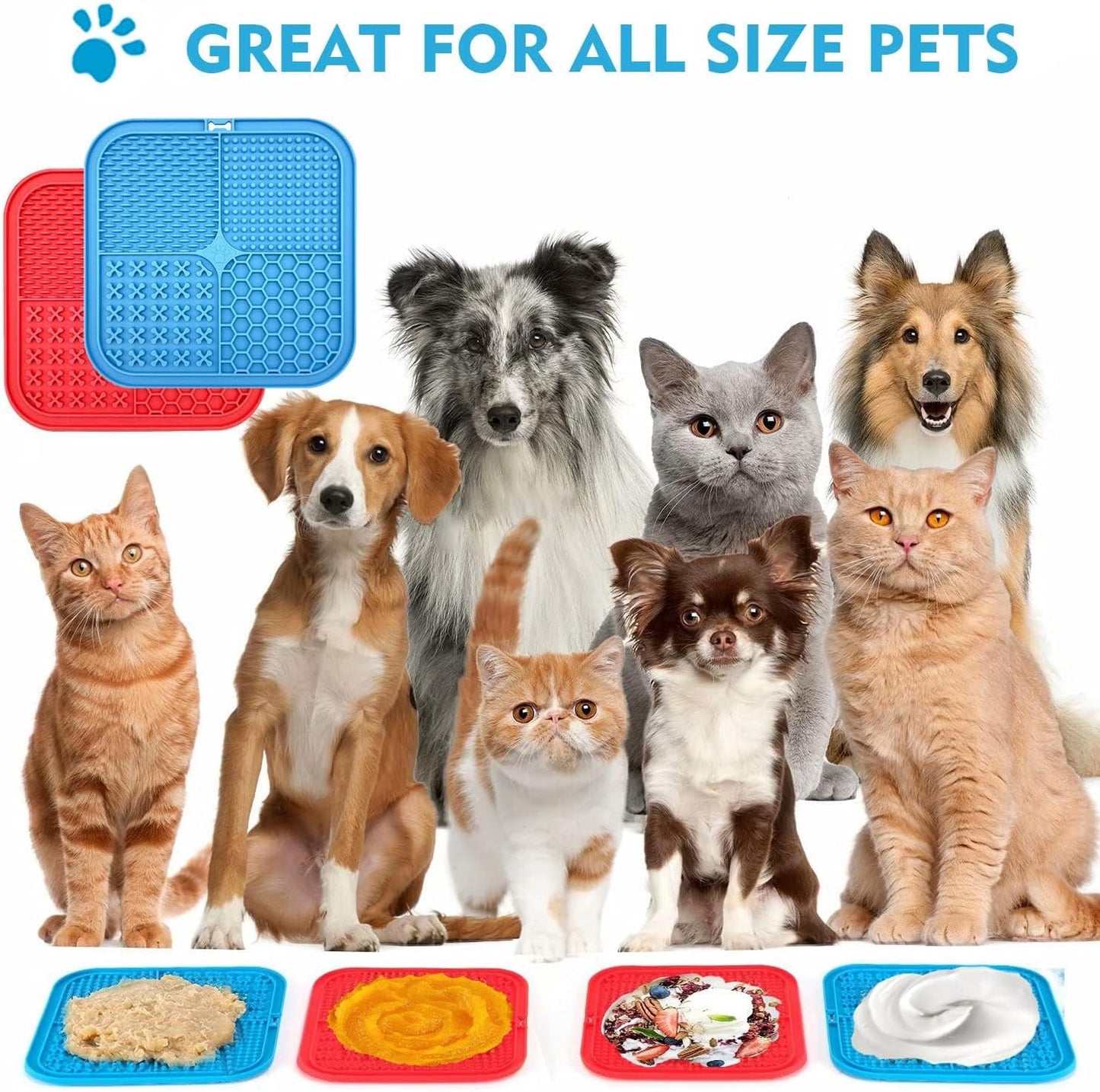 2 Pack Licking Mat for Dogs & Cats with Suction Cups, Dog Slow Feeder Lick Pat for Anxiety Relief, Dog Toys Feeding Mat for Butter Yogurt Peanut, Pets Bathing Grooming Training Mat