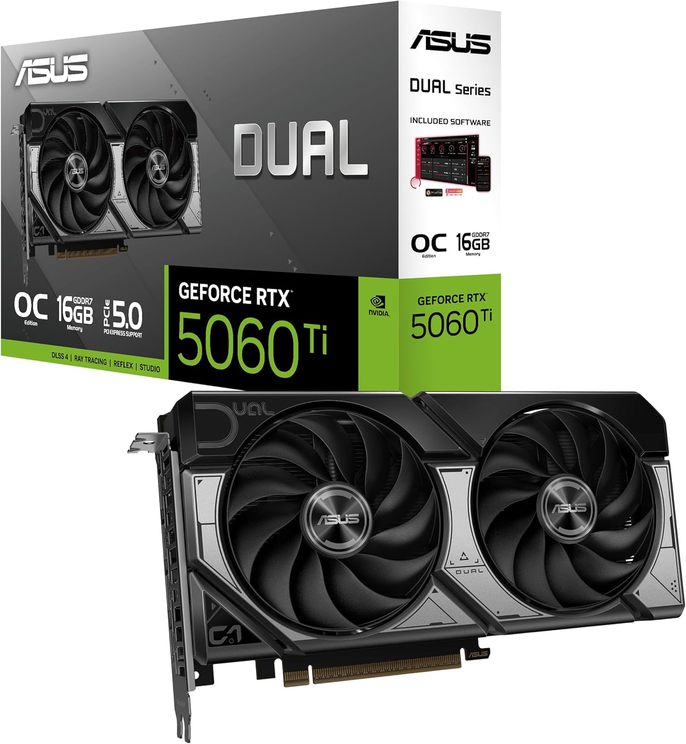 The SFF-Ready ASUS Prime GeForce RTX™ 5060 Ti 16GB GDDR7 OC Edition Graphics Card (PCIe® 5.0, 16GB GDDR7, HDMI®/DP 2.1, 2.5-Slot, Axial-tech Fans, Dual BIOS)