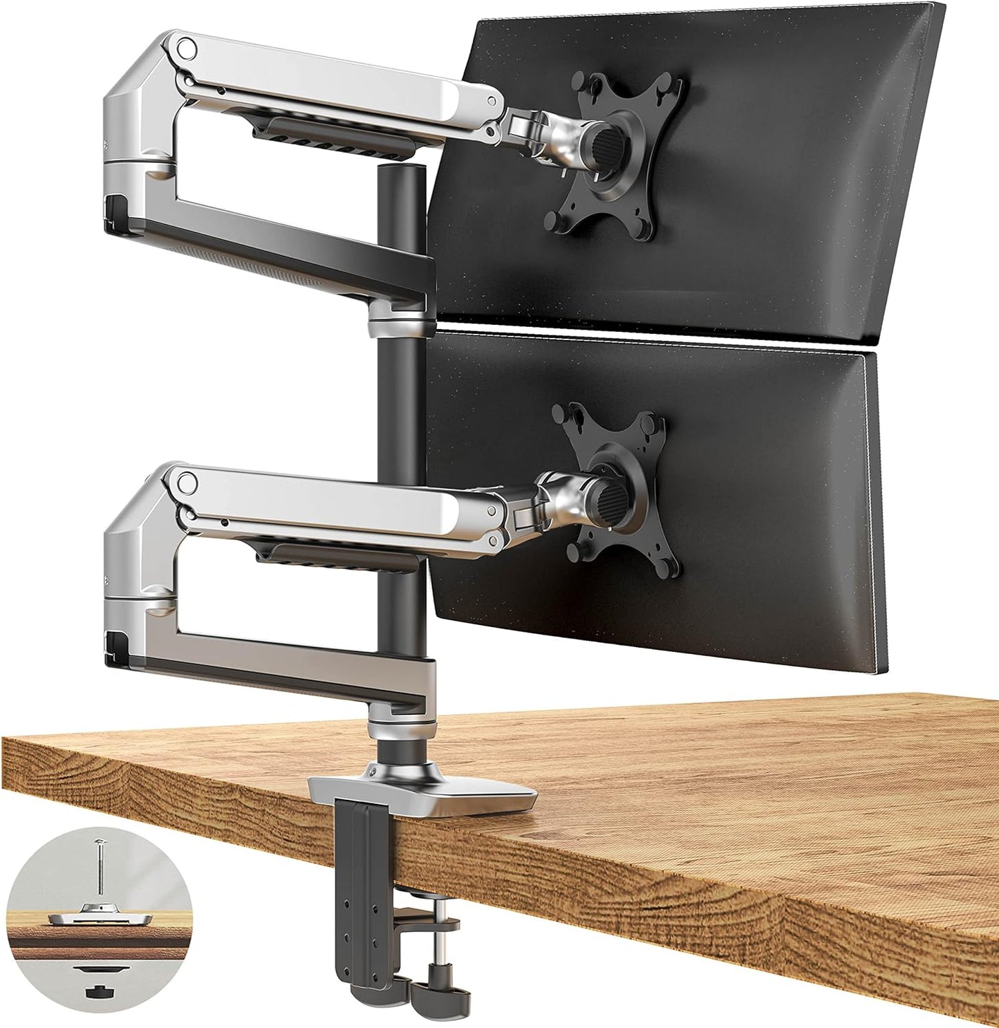 ErgoUnion Dual Monitor Stand for Desk, Vertical Dual Monitor Mount with Wide Range of Motion, Dual Monitor Arm for 17-40" Screen up to 25 lbs Each, Computer Monitor Stand for 2 Monitors - Black