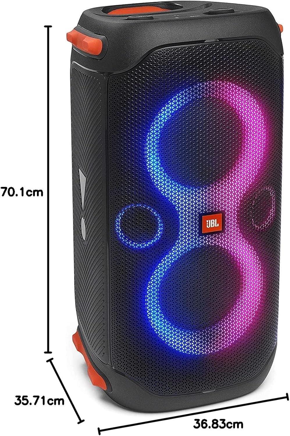 JBL PartyBox 110 Portable Party Speaker with 160W Powerful Sound, Built-in Lights, Up to 12 Hours of Playtime and IPX4 Splashproof Design - Black
