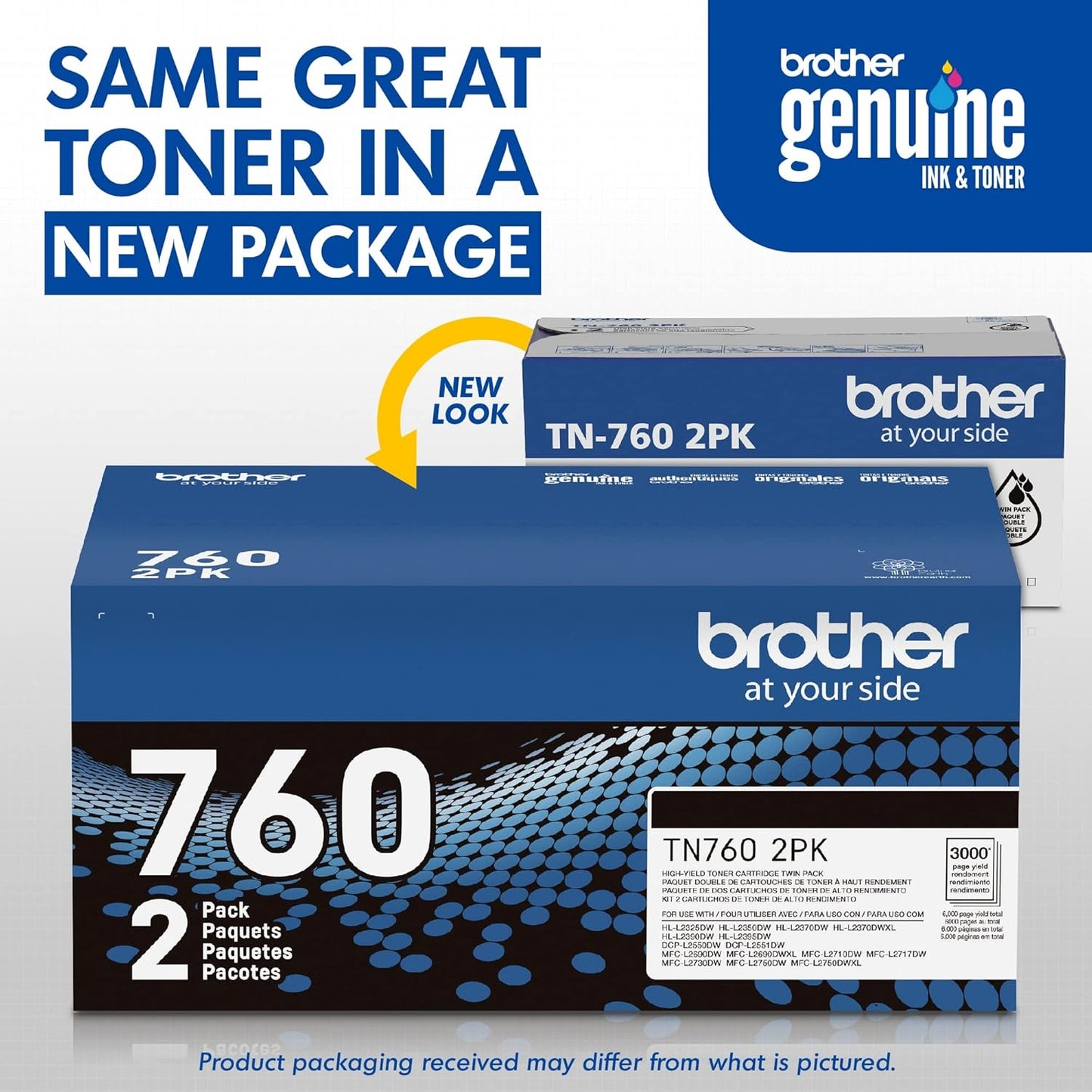 Brother original TN730 High-Yield Black Toner Cartridge, higher yield for value, original toner replacement cartridges, for Brother laser printers HL-L2395DW, DCP-L2550DW, MFC-L2750DW, and more