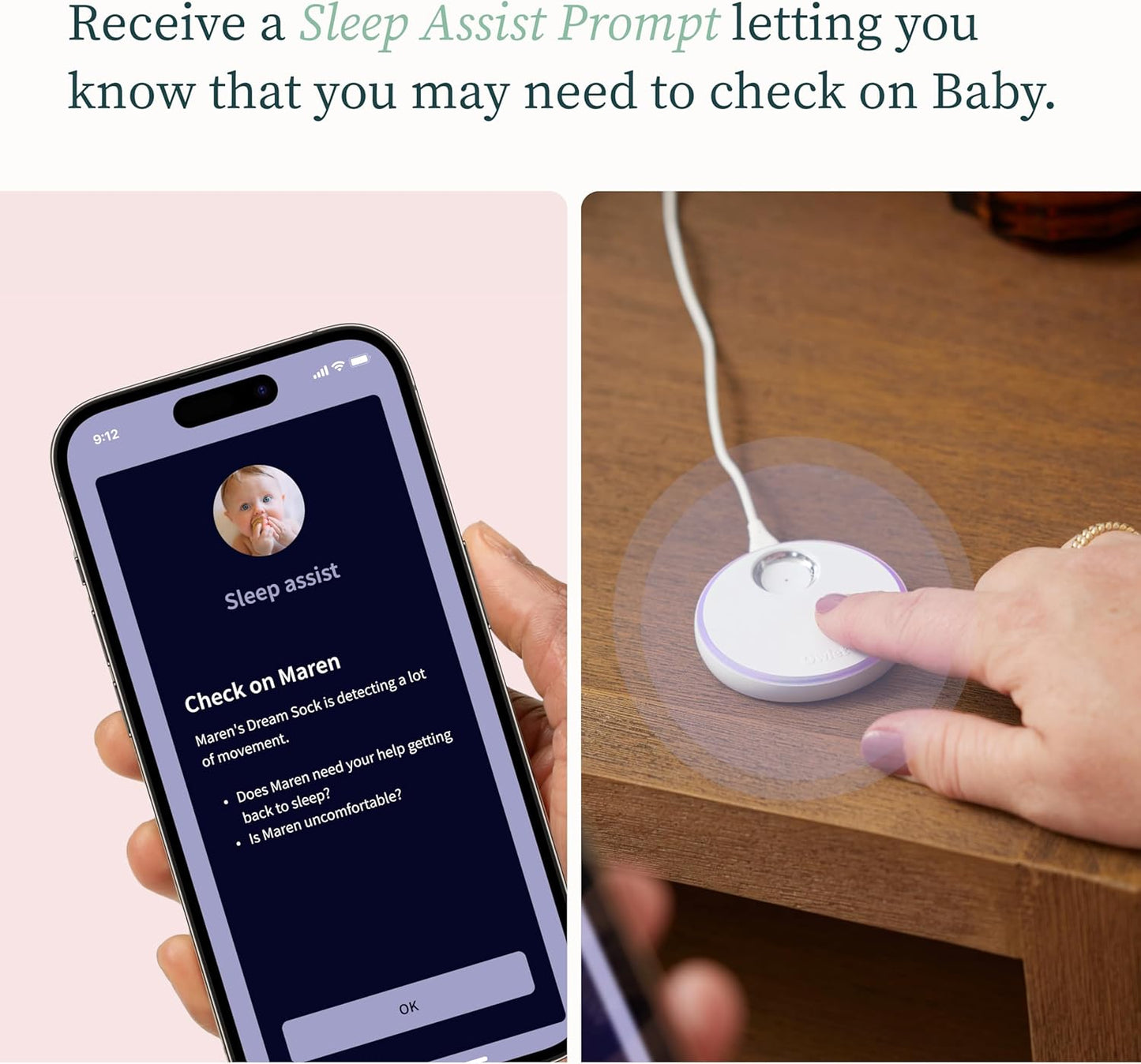 Owlet Dream Sock - Smart Baby Monitor View Heart Rate and Average Oxygen O2 as Sleep Quality Indicators. Wakings, Movement, and Sleep State. Digital Sleep Coach and Sleep Assist Prompts, Mint