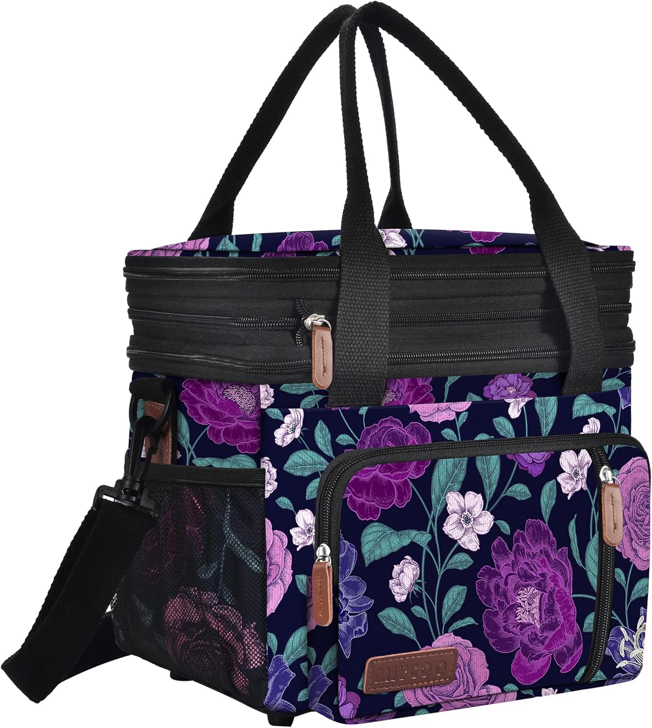Lunch Bag for Women Men Double Deck Lunch Box - Leakproof Insulated Soft Large Lunch Cooler Bag, MIYCOO (Black,15L)