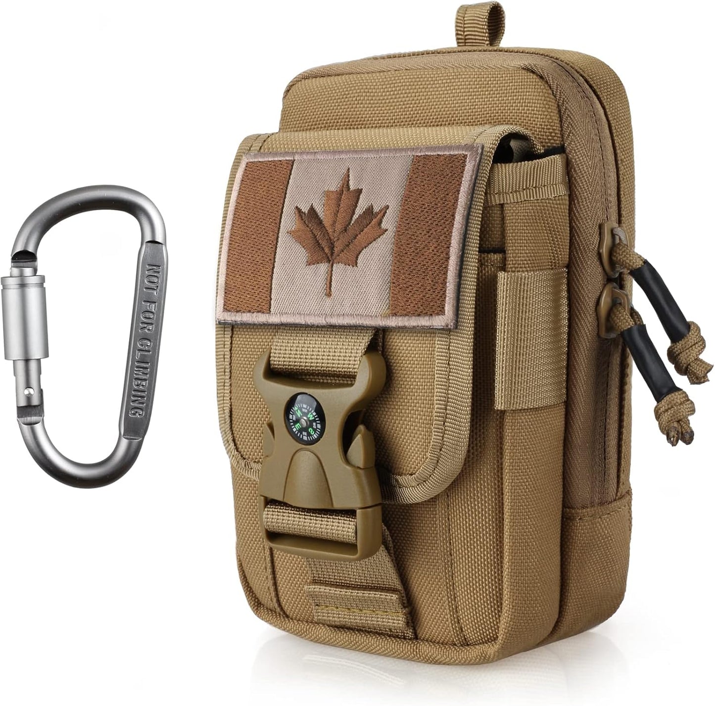 WYNEX Tactical Compass Phone Pouch, Large Molle Smartphone Holster Case Double Capacity Small Utility EDC Pouch with Compass Buckle and Carabiner