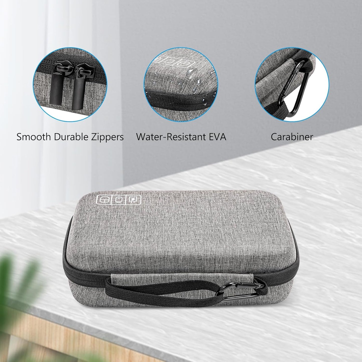 ProCase Hard Travel Electronic Organizer Case for MacBook Power Adapter Chargers Cables Power Bank Apple Magic Mouse Apple Pencil USB Flash Disk SD Card Small Portable Accessories Bag -L, Black