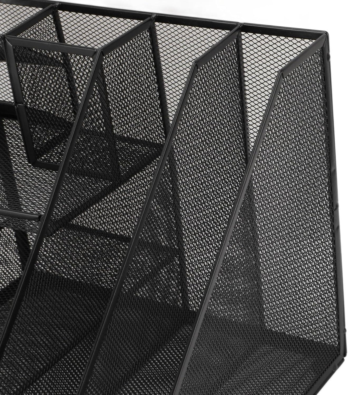 Metal Mesh Desktop Organizer Efficient Iron Storage Rack for Office Home School Supplies Black Iron