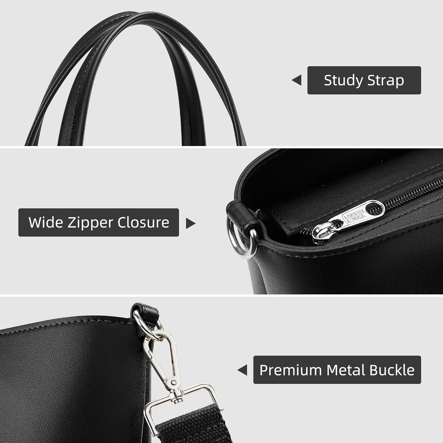 KALIDI Tote Bag Zipper Shoulder Bag Faux Leather Purses for Women Large Casual Handbag Work Dating College