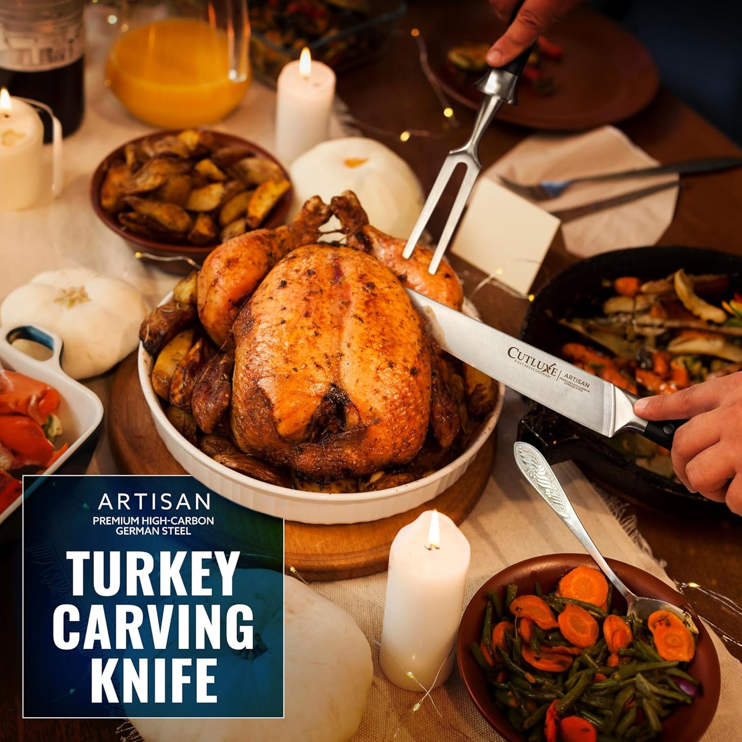 Cutluxe Butcher Knife – 10″ Cimeter Breaking Knife, Razor Sharp Forged High Carbon German Steel, Full Tang Carving Knife, Ergonomic Handle Design – Artisan Series