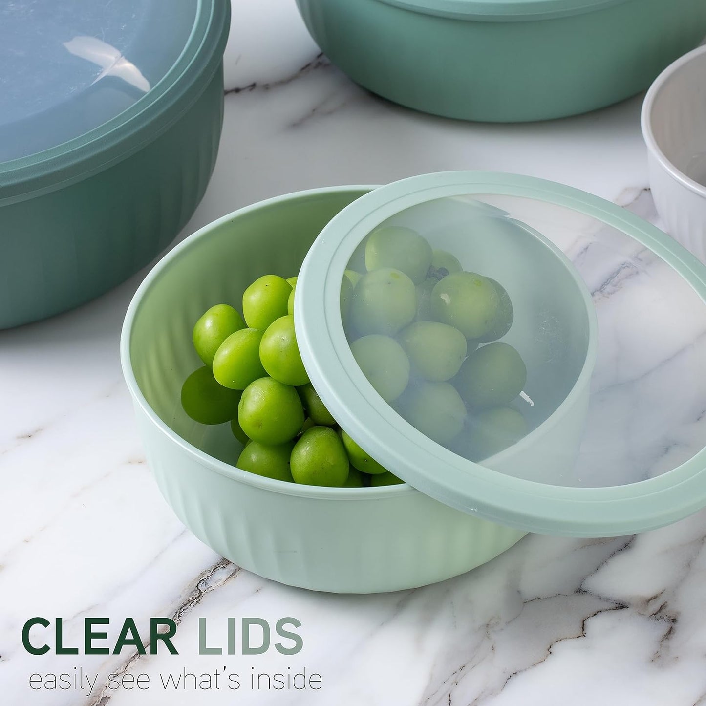 COOK WITH COLOR Prep Bowls with Lids- 8 Piece Nesting Plastic Small Mixing Bowl Set with Lids (Teal Ombre)