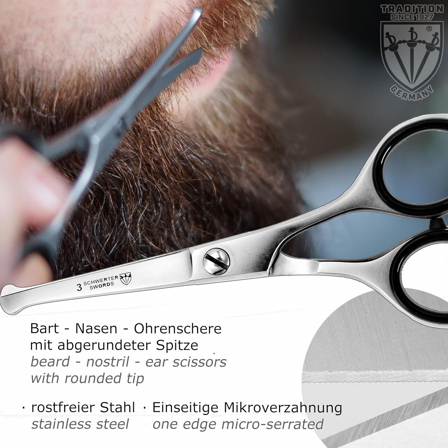 3 Swords Germany - brand quality 8 piece manicure pedicure grooming kit set for professional finger & toe nail care scissors clipper fashion leather case camou in gift box, Made in Germany