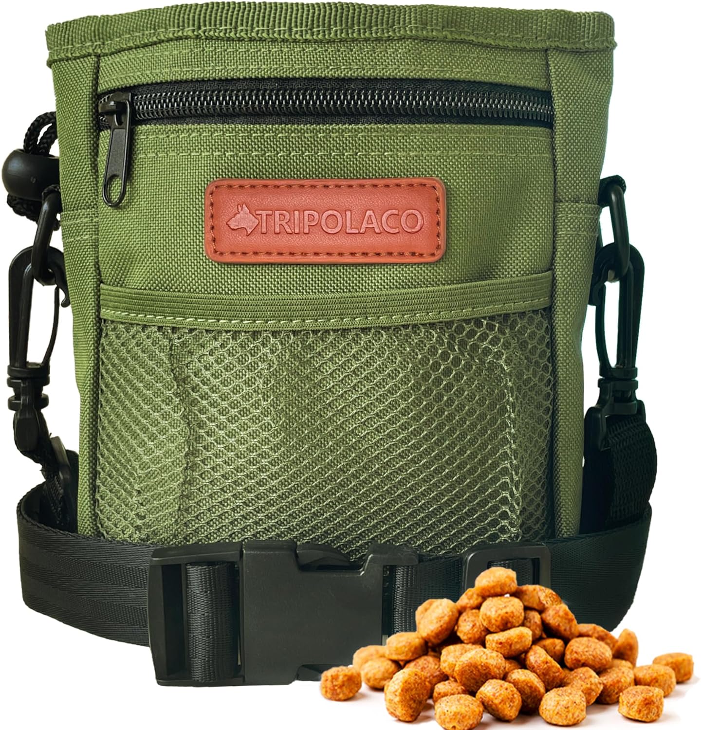 TRIPOLACO Dog Treat Pouch, Large Treat Pouches for Pet Training with Multiple Pockets, Built-in Poop Bag Dispenser & Phone Holder, 3 Wear Styles, Ideal Dog Treat Bag for Training & Walks