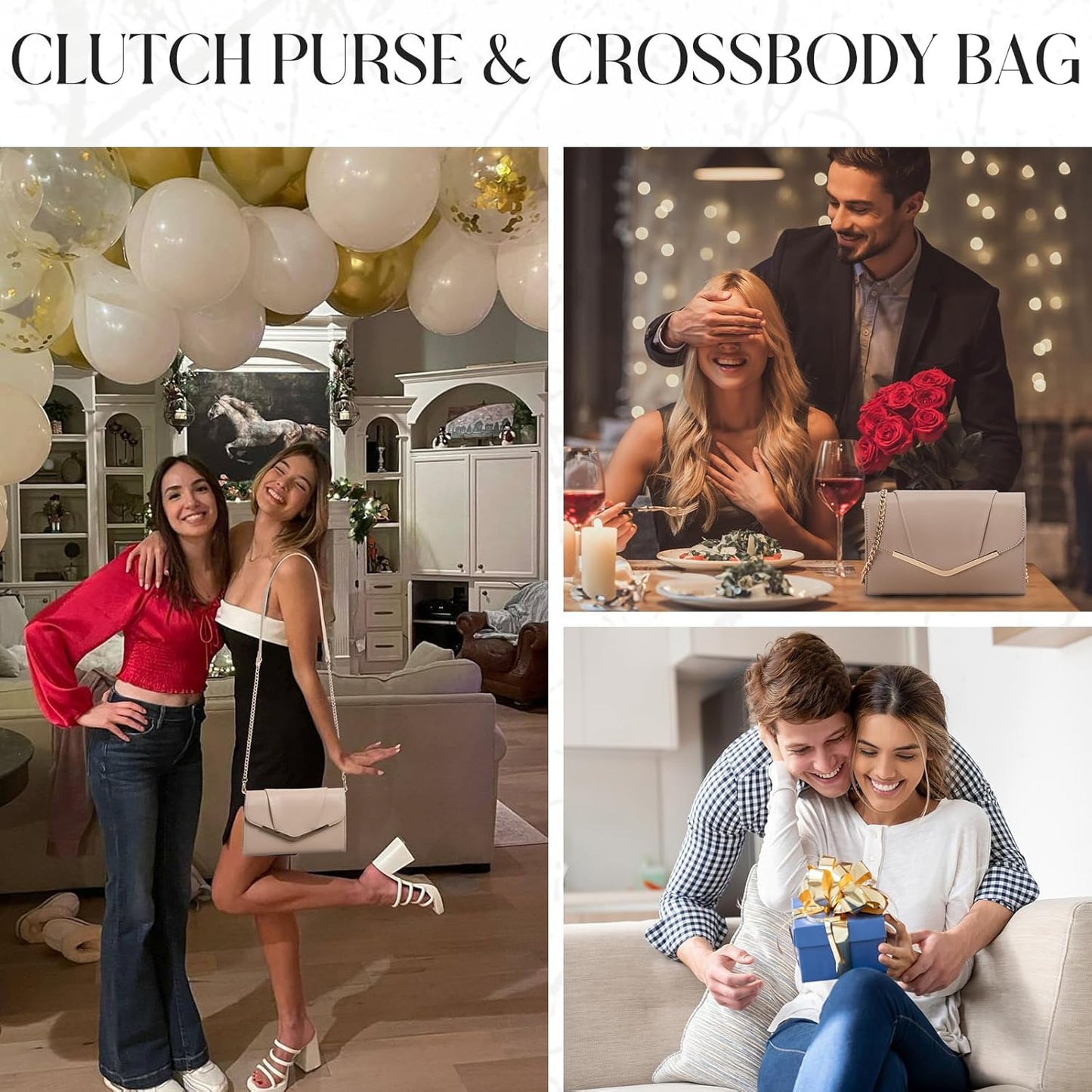 Vaschy Clutch Purse for Women,Fashion Envelope Evening Small Formal Handbag Fold-over Crossbody Shoulder Bag Wedding,Party
