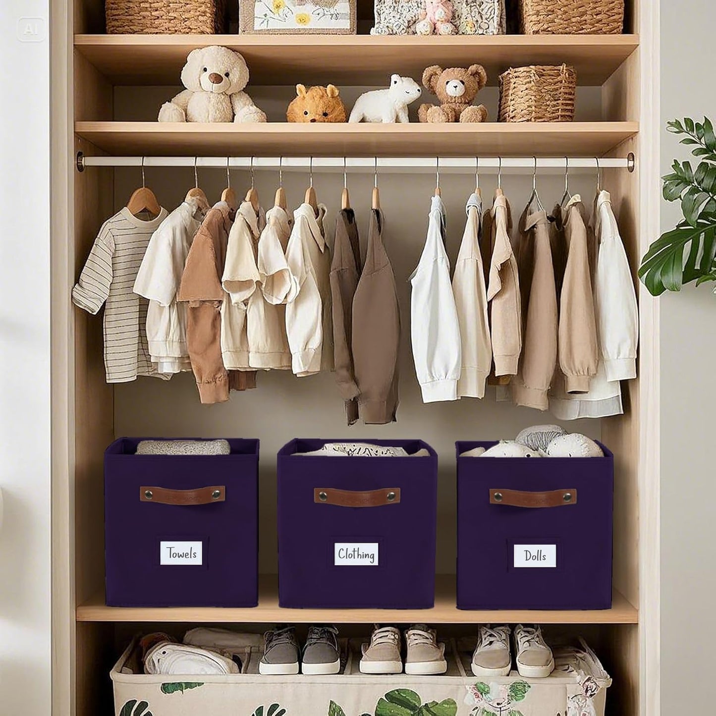 DECOMOMO Cube Storage Bin, Storage Cubes with Labels, Baskets for Shelves Kallax Linen Closet Organizers (Cube 10.5x11"/ 6pcs, Black)