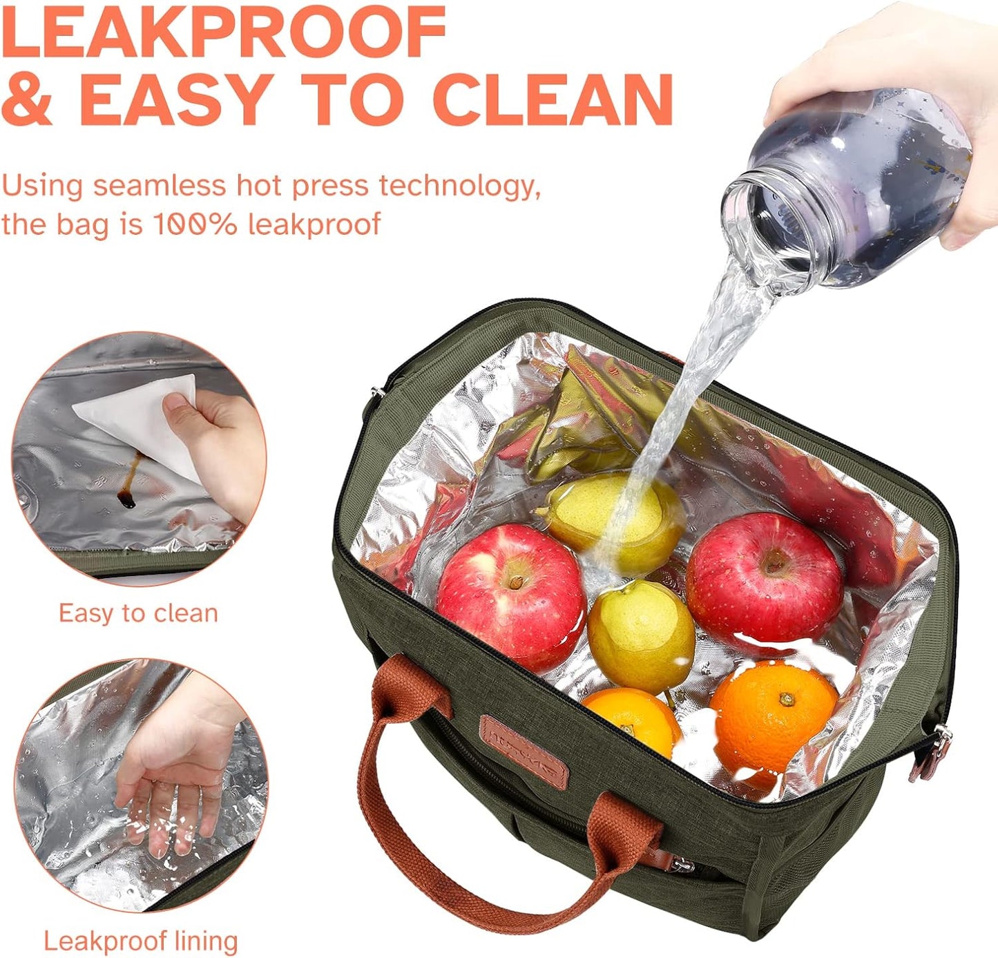 Lunch Bag for Women & Men, Insulated Lunch Box Cooler Tote Bags, Adult Reusable Lunch Boxes with Water Resistant for Work, Travel and Picnic (Grey)
