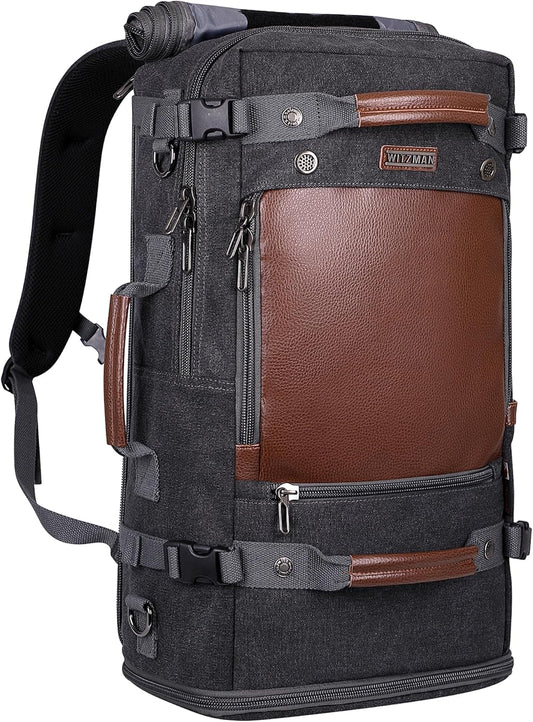 WITZMAN Travel Backpack for Men Women Carry on Luggage Backpack Canvas Rucksack Duffel bag with Shoe Compartment - PuriLite