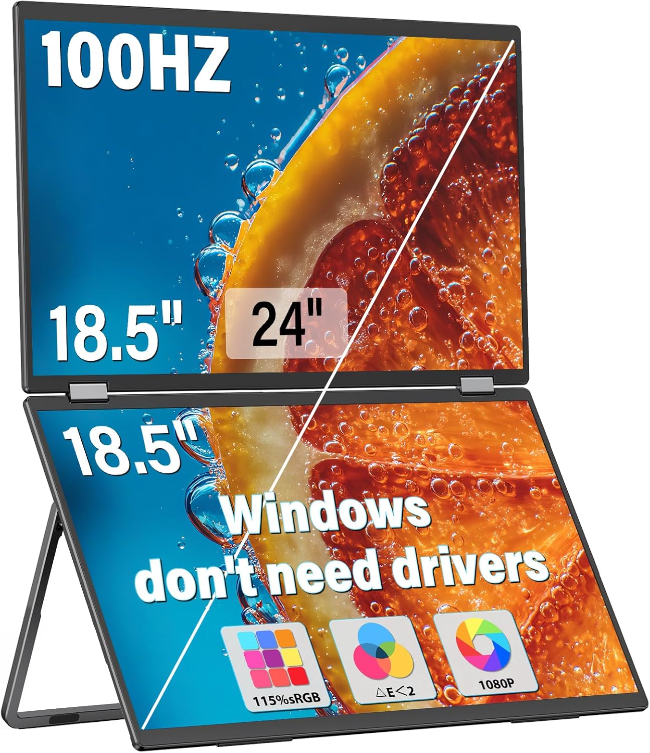 InnoView Laptop Screen Extender 15.6" Dual Portable Monitor 1080P FHD Folding Triple Monitor HDMI (No Extended) USB-C Portable Monitor for Laptop Windows(No Driver Needed) Mac(Driver Needed)