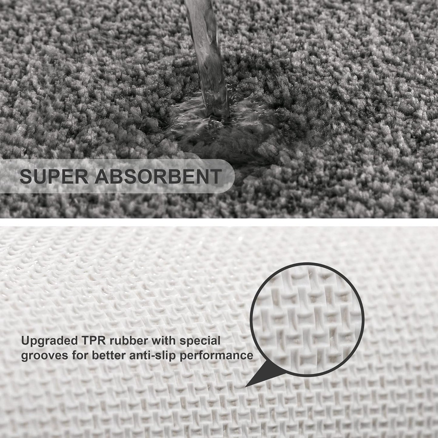 Bathroom Rugs Set 2 Pieces - Bath Rugs Ultra Soft Absorbent Non-Slip Fluffy Thick Microfiber Cozy Bath Mats Set for Tub Shower Bathroom Floors Accessories, 20"x32" & 16"x24" Set of 2 (Beige)