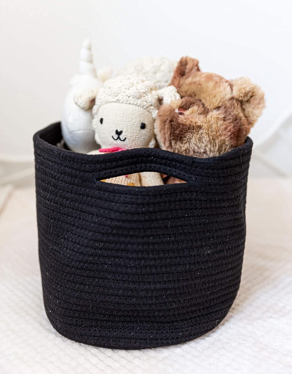 OrganiHaus Soft Woven Baskets for Storage Organization Set of 3, Cotton Rope Nursery Storage Baskets for Shelves, Square Book Bins, Bathroom Towel Hamper, Dog Toy Bins, Panier Rangement - Light Honey