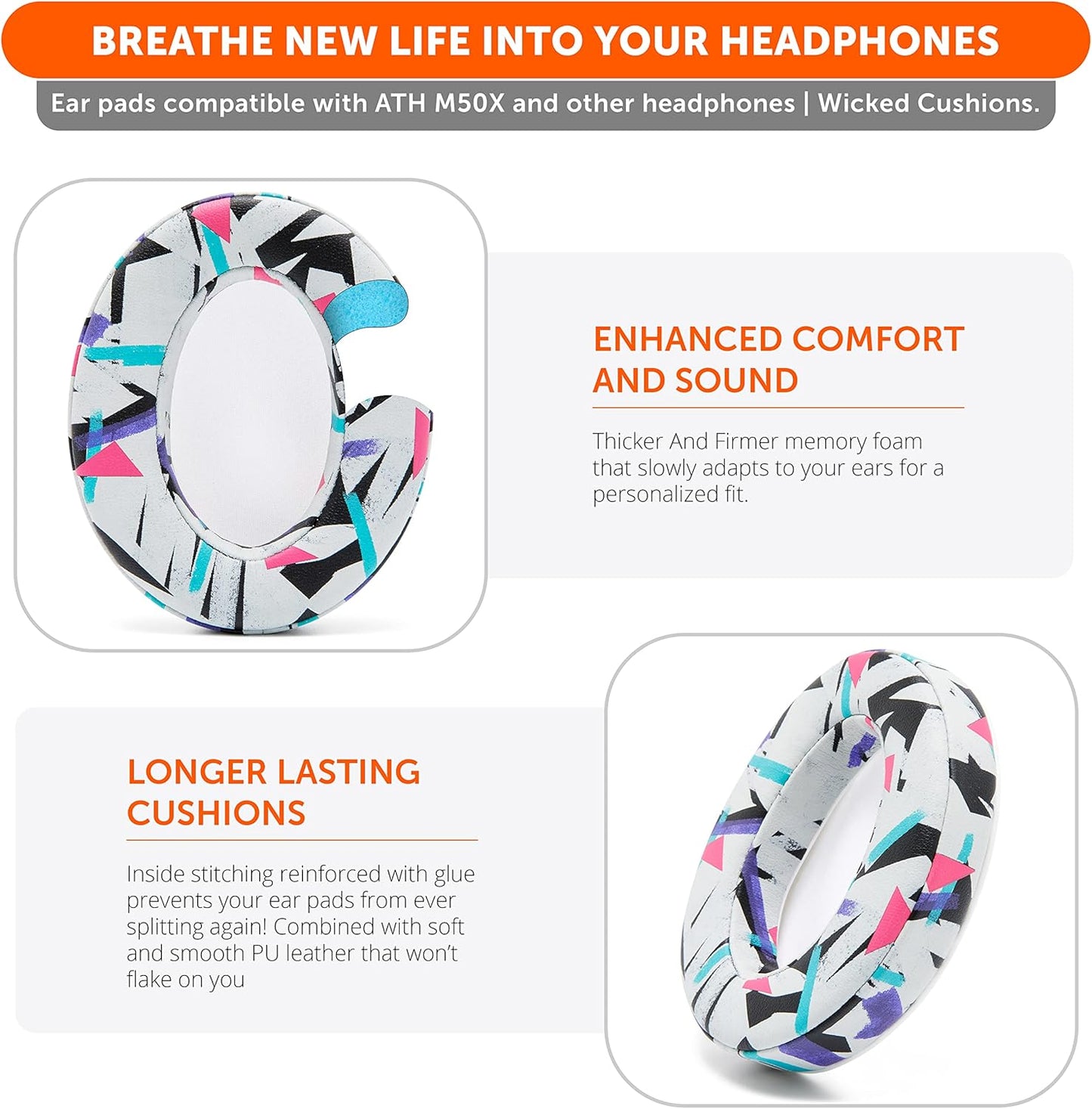 WC PadZ - The Ultimate Upgraded Earpads by Wicked Cushions - Compatible with Audio Technica, HyperX, SteelSeries Arctis & More - Extra Thick - Bigger Opening - Softer Memory Foam | (Speed Racer)