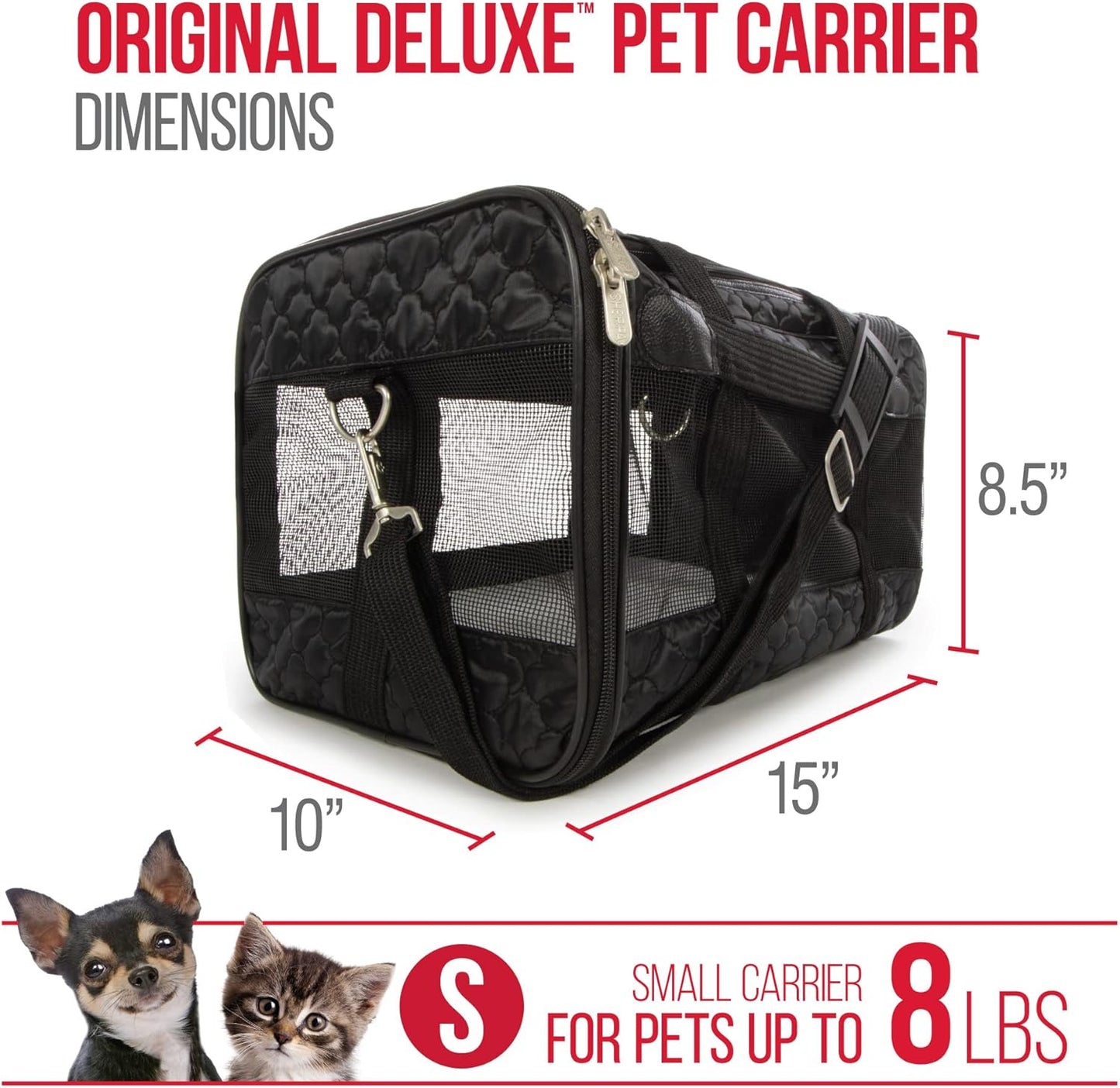 Sherpa Original Deluxe Travel Bag Pet Carrier, Airline Approved & Guaranteed-On-Board - Mesh Panels & Spring Frame, Locking Safety Zippers, Machine Washable Liner - Charcoal Gray, Medium